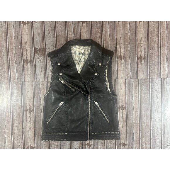 Zadig & Voltaire Lexy Deluxe Leather moto Biker Vest Sz M color black  NWT $ 648 - Picture 1 of 8